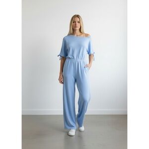 1215 • Warm Day Blue Sky Soft Luxurious French Terry Jumpsuit